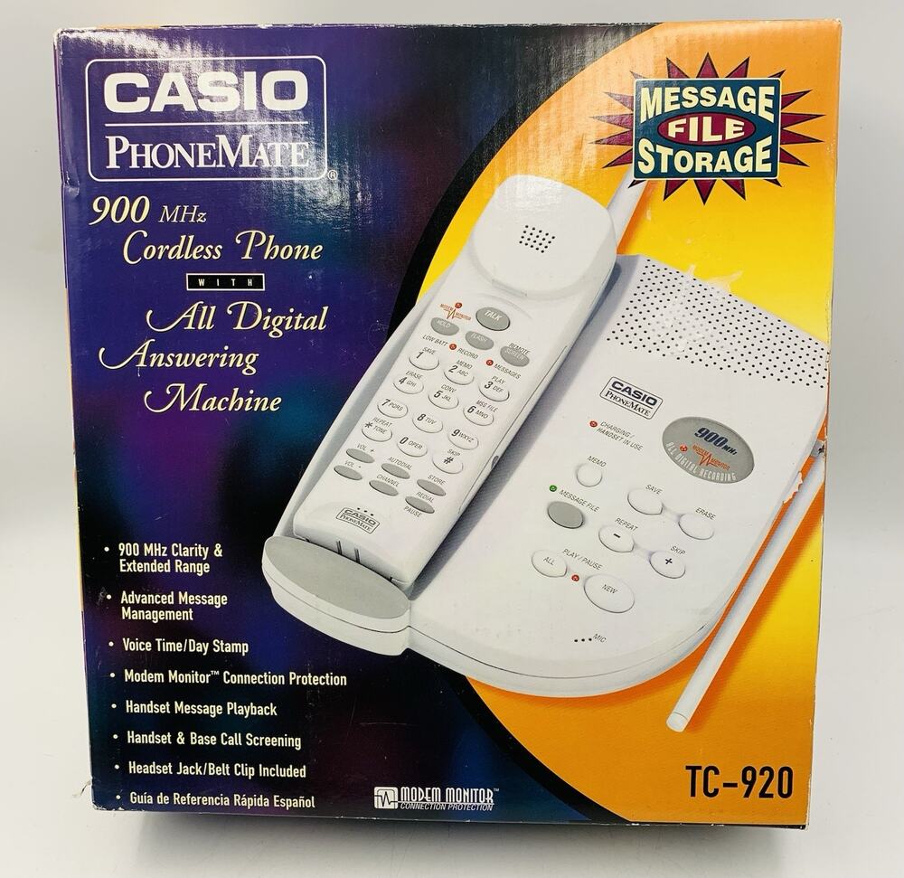 Casio Phonemate TC-920 Cordless Phone w/ Digital Answering Machine